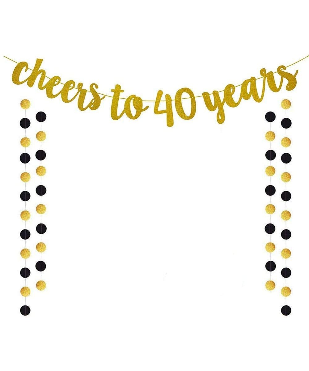 Glittery Gold Cheers to 40 Years Banner for 40th Birthday Wedding Anniversary Party Decoration - CC18KZQ8N8E $10.71 Banners