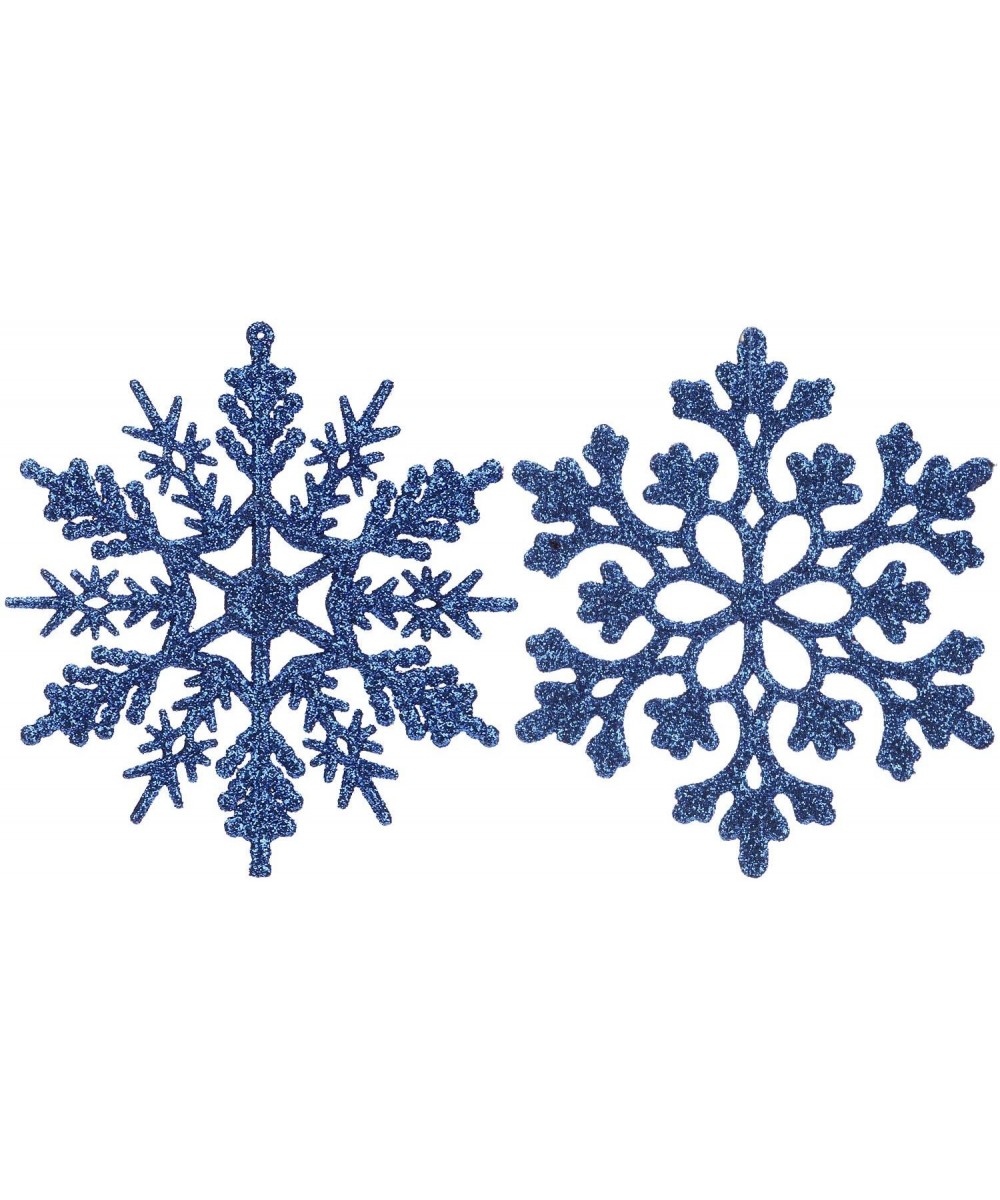 Plastic Christmas Glitter Snowflake Ornaments Christmas Tree Decorations- 4-inch- Set of 36- Blue - Blue - CJ18QQAISYM $11.07...