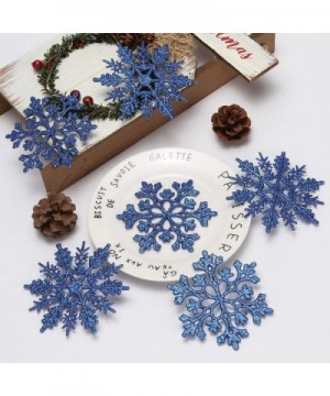 Plastic Christmas Glitter Snowflake Ornaments Christmas Tree Decorations- 4-inch- Set of 36- Blue - Blue - CJ18QQAISYM $11.07...