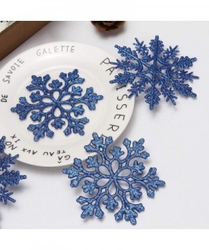 Plastic Christmas Glitter Snowflake Ornaments Christmas Tree Decorations- 4-inch- Set of 36- Blue - Blue - CJ18QQAISYM $11.07...