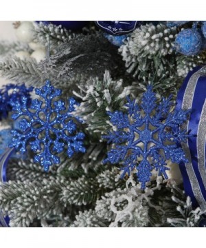 Plastic Christmas Glitter Snowflake Ornaments Christmas Tree Decorations- 4-inch- Set of 36- Blue - Blue - CJ18QQAISYM $11.07...