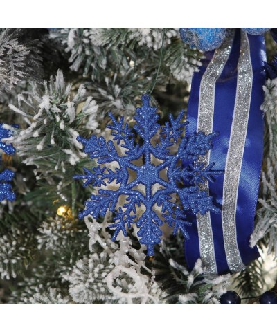 Plastic Christmas Glitter Snowflake Ornaments Christmas Tree Decorations- 4-inch- Set of 36- Blue - Blue - CJ18QQAISYM $11.07...