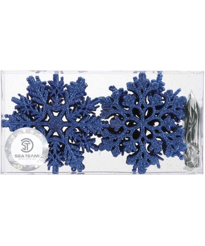 Plastic Christmas Glitter Snowflake Ornaments Christmas Tree Decorations- 4-inch- Set of 36- Blue - Blue - CJ18QQAISYM $11.07...