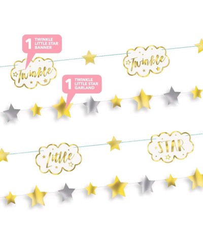 Twinkle Little Star Banner Garland & Metallic Silver and Gold Stars Garland Set - Banner Garland & Metallic Silver and Gold S...