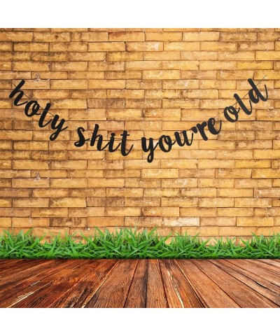 Holy Shit You're Old Banner- Funny Black Glitter Party Decorations for 20th-30th-40th-50th-60th-70th-80th-90th Birthday- Birt...