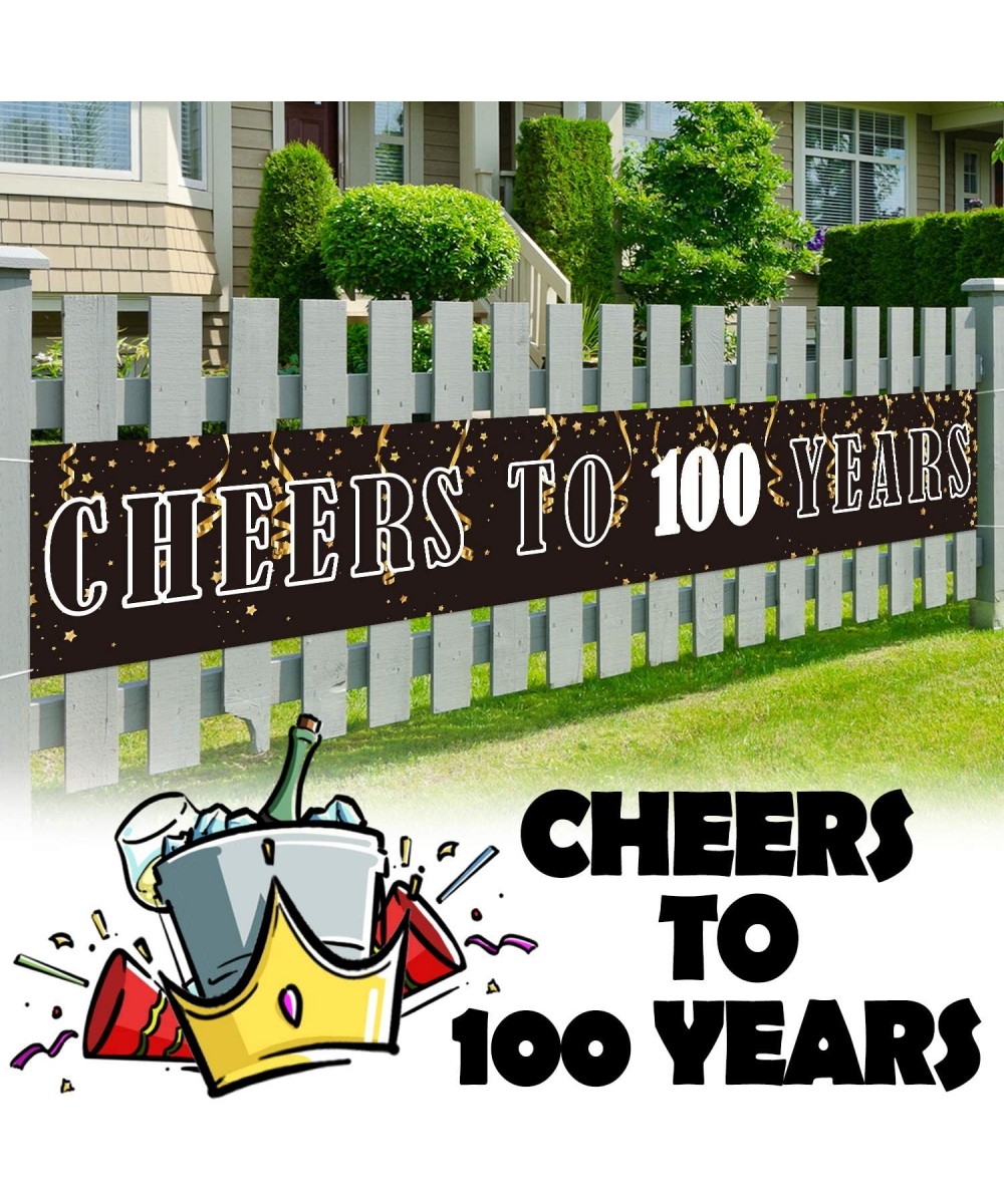 9.8 x 1.6 ft Large Sign Birthday Or Wedding Anniversary Decor - Cheers to 100 Years Banner - 100 - CJ18A2ESLD5 $6.97 Banners