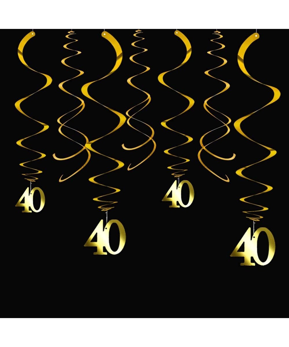 Gold 40 Party Swirl Birthday Decorations-Foil Ceiling Hanging Swirl for 40th Birthday Party Decorations 40th Anniversary - Pa...