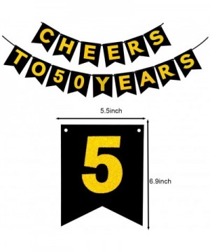 50th Birthday Party Decorations - Gold Glittery Cheers to 50 Years Banner-50th Birthday Hanging Swirls-Balloons for 50th Birt...