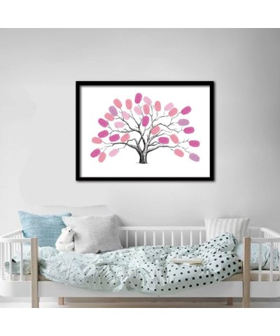 Canvas Fingerprints Tree-Fingerprint Family Tree-DIY Guest Signature Sign-in Book Canvas Fingerprints Tree Painting for Weddi...