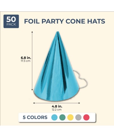 Cone Party Hats- Metallic Foil (4.8 x 6.8 in- 50-Pack) - CE18TS8GK9R $8.87 Party Hats