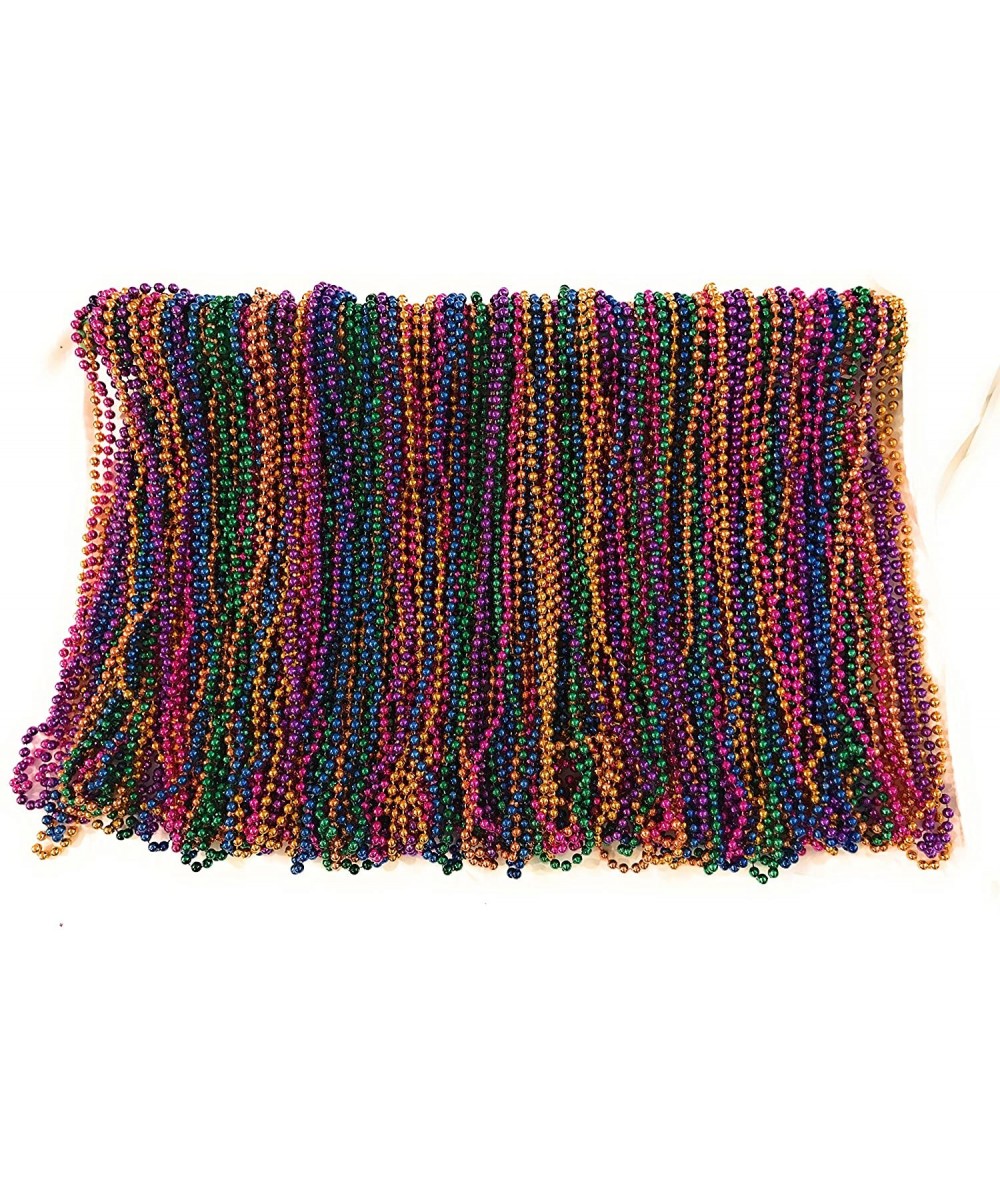 Mardi Gras Beads 33 inch 7mm- 10 Dozen- 120 Pieces (Assorted) - Assorted - CW189R95WUL $16.31 Party Favors