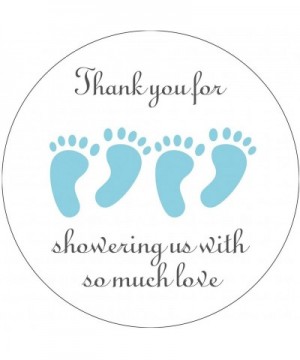 Blue It's Twins Thank You for Coming Baby Shower Stickers- Two Boys Little Feet Party Favor Stickers- 2 Inch- 40-Pack - CP18C...