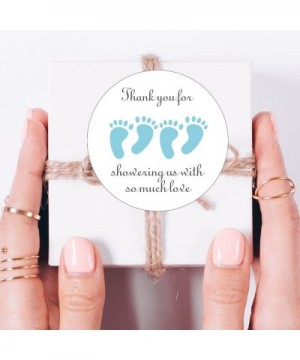 Blue It's Twins Thank You for Coming Baby Shower Stickers- Two Boys Little Feet Party Favor Stickers- 2 Inch- 40-Pack - CP18C...