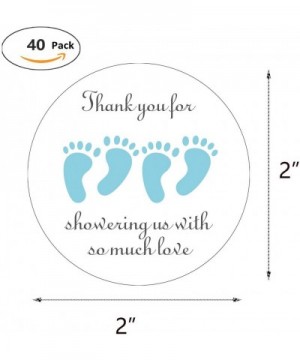 Blue It's Twins Thank You for Coming Baby Shower Stickers- Two Boys Little Feet Party Favor Stickers- 2 Inch- 40-Pack - CP18C...