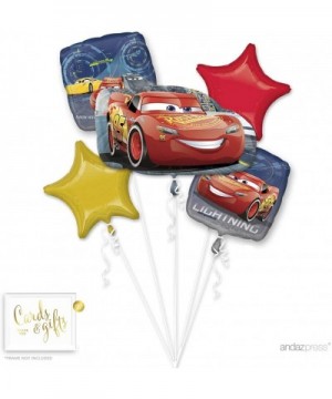 Balloon Bouquet Party Kit with Gold Cards & Gifts Sign- Disney Cars Birthday Foil Mylar Balloon Decorations- 1-Set - Cars - C...