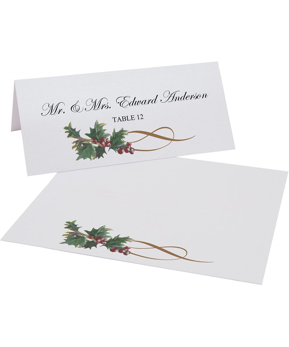 Christmas and Holiday Holly Swirl Printable Place Cards- Set of 150 (25 Sheets)- Laser & Inkjet Printers - Perfect for Weddin...