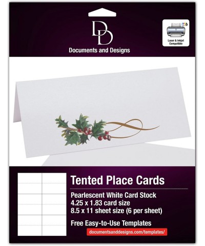 Christmas and Holiday Holly Swirl Printable Place Cards- Set of 150 (25 Sheets)- Laser & Inkjet Printers - Perfect for Weddin...