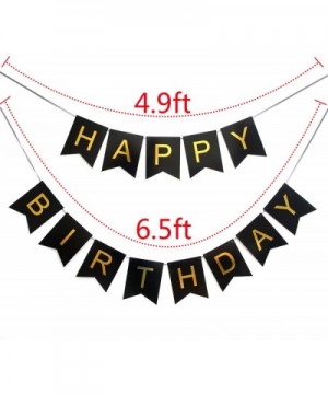 Happy Birthday Banner Black and Gold Birthday Bunting Stylish Decorations and Party Supplies - C712N6IKWCZ $6.11 Banners & Ga...