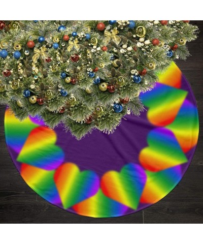 Gay Pride Christmas Tree Skirt Rainbow Love Decor Printed Tree Skirt 36 inch Diameter Cozy Brushed Polyester Holiday Christma...