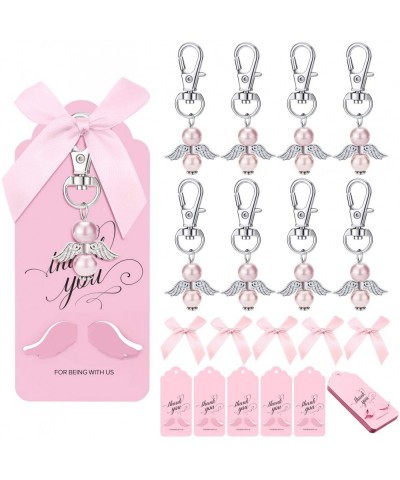 Thank You Favors in Bulk- Angel Keychains Favor + Bows + Angel Wing Thank You Tags- Guest Return Favors for Baby Girl Baby Sh...