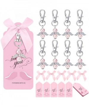 Thank You Favors in Bulk- Angel Keychains Favor + Bows + Angel Wing Thank You Tags- Guest Return Favors for Baby Girl Baby Sh...