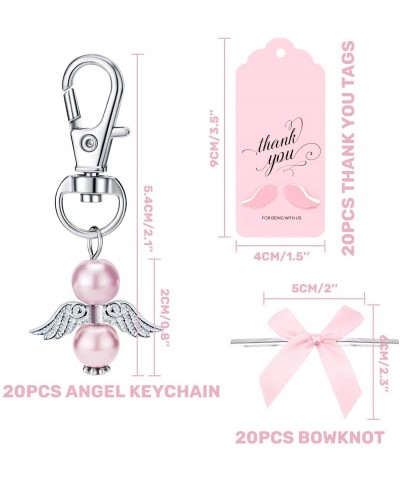 Thank You Favors in Bulk- Angel Keychains Favor + Bows + Angel Wing Thank You Tags- Guest Return Favors for Baby Girl Baby Sh...