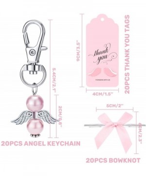 Thank You Favors in Bulk- Angel Keychains Favor + Bows + Angel Wing Thank You Tags- Guest Return Favors for Baby Girl Baby Sh...