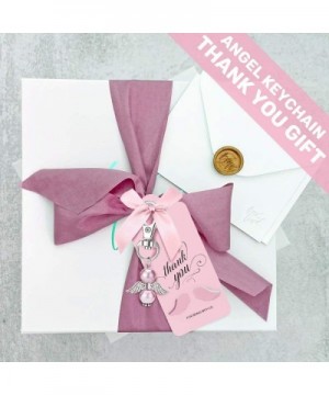 Thank You Favors in Bulk- Angel Keychains Favor + Bows + Angel Wing Thank You Tags- Guest Return Favors for Baby Girl Baby Sh...