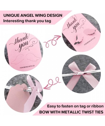 Thank You Favors in Bulk- Angel Keychains Favor + Bows + Angel Wing Thank You Tags- Guest Return Favors for Baby Girl Baby Sh...