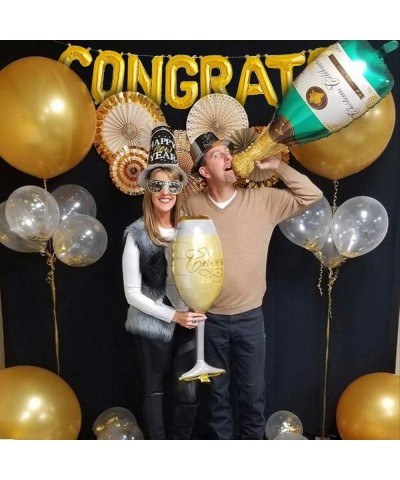 Graduation Party Decoration- Congrats Balloons- Aluminum Film Champagne Bottle and Goblet Hydrogen Balloons for Wedding- Brid...