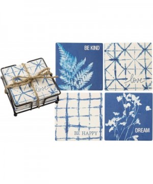 Stoneware Coasters- Set of 4- Dream Love - Dream Love - C318OT6EQQW $5.67 Tableware