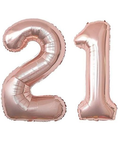 42 Inch Rose Gold 21 Number Balloons for 21th Birthday Party Decorations-Jumbo Foil Helium Balloons for 21th Anniversary Part...