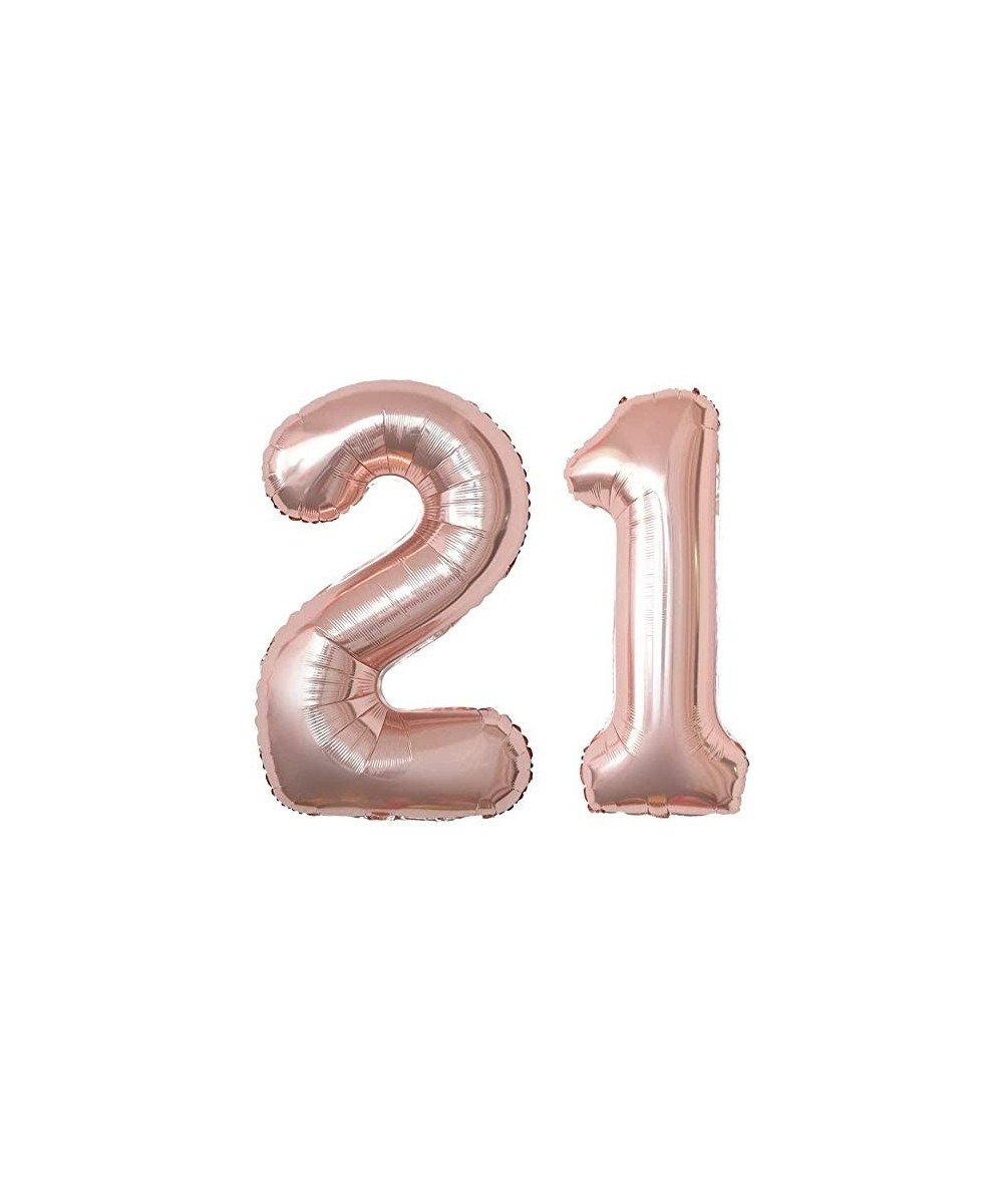 42 Inch Rose Gold 21 Number Balloons for 21th Birthday Party Decorations-Jumbo Foil Helium Balloons for 21th Anniversary Part...