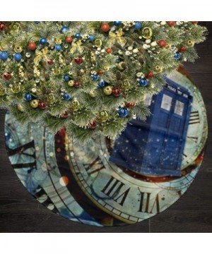 Doctor Dr Who Police Box Mice Custom Design Cool Christmas Tree Skirt for Xmas Holiday Party Supplies Large Tree Mat Decor Or...