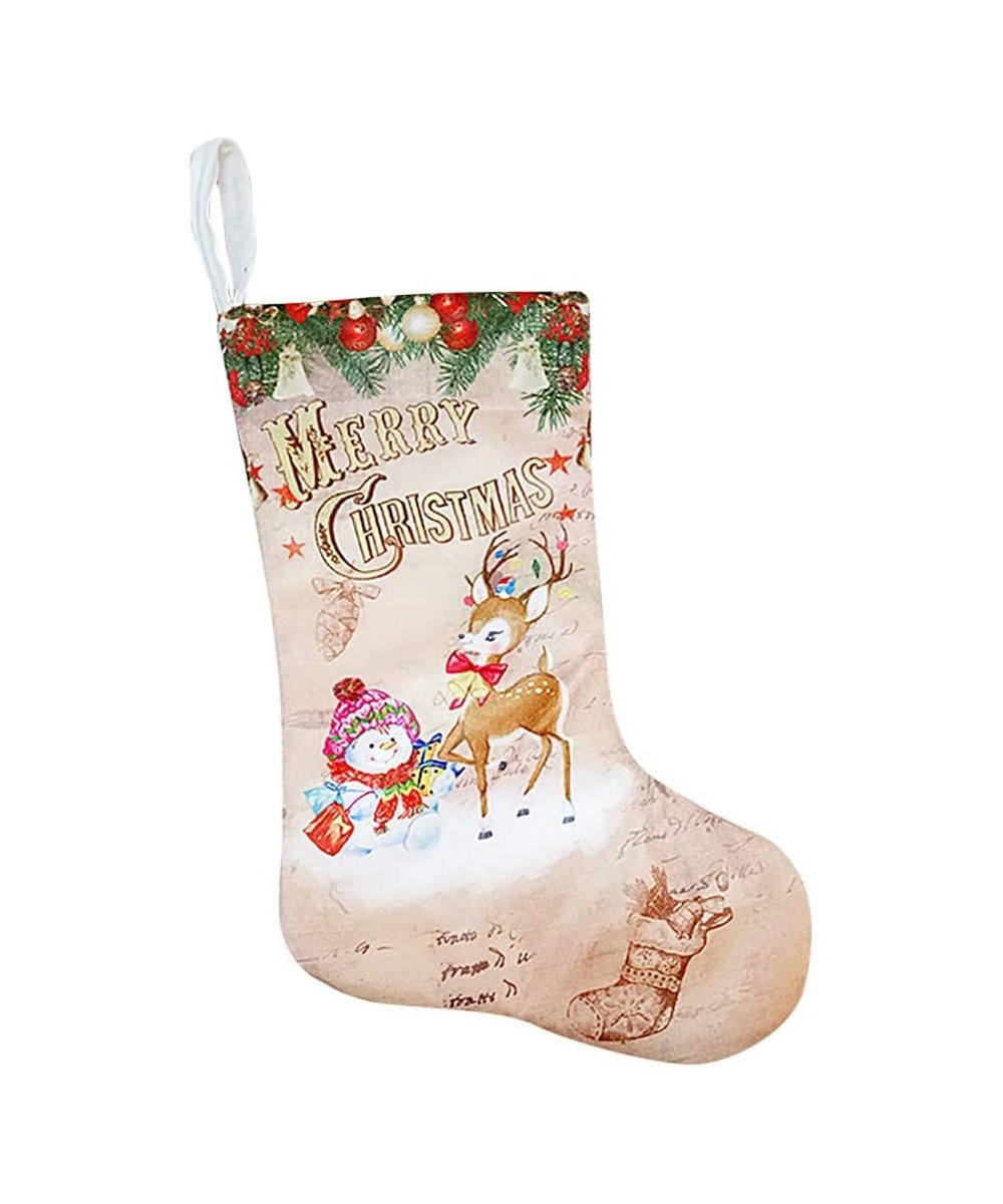 Christmas Decor Christmas Pendant Santa Snowman Elk Pattern Christmas Socks Gift Bag- Christmas Ornaments Advent Calendar Pil...