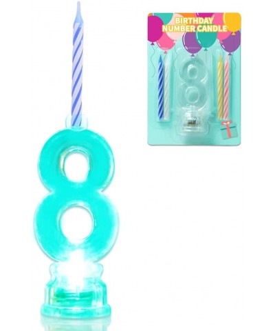 Multicolor Flashing Number Candle Set- Color Changing LED Birthday Cake Topper with 4 Wax Candles (Number 8) - 8 - CA188TUKOR...