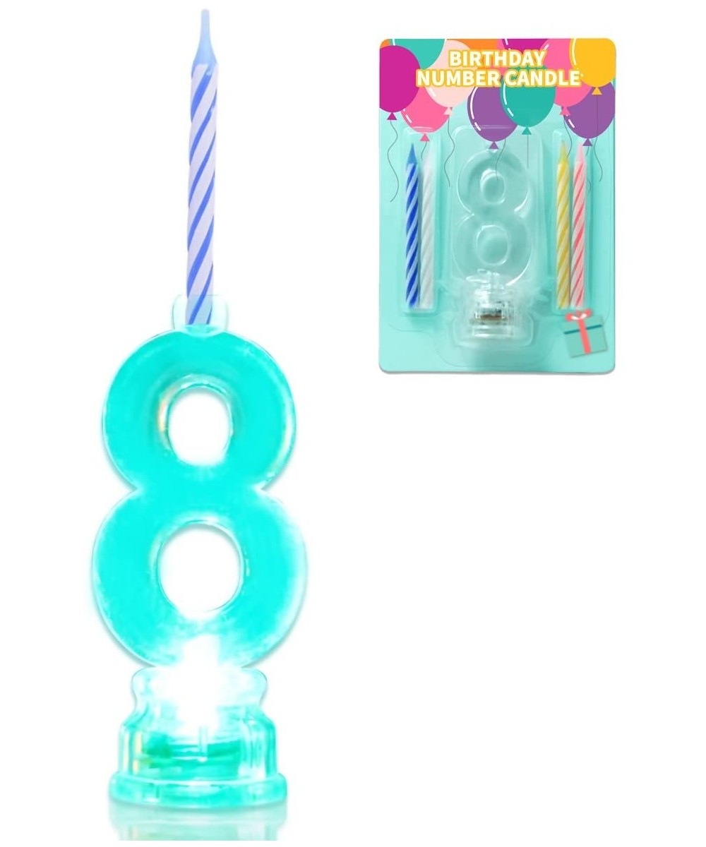 Multicolor Flashing Number Candle Set- Color Changing LED Birthday Cake Topper with 4 Wax Candles (Number 8) - 8 - CA188TUKOR...