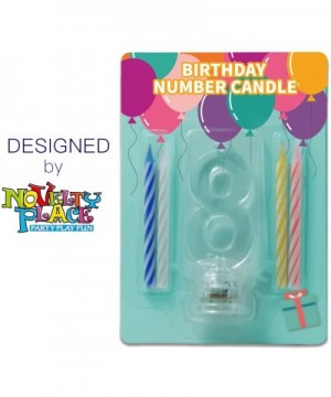 Multicolor Flashing Number Candle Set- Color Changing LED Birthday Cake Topper with 4 Wax Candles (Number 8) - 8 - CA188TUKOR...