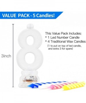 Multicolor Flashing Number Candle Set- Color Changing LED Birthday Cake Topper with 4 Wax Candles (Number 8) - 8 - CA188TUKOR...