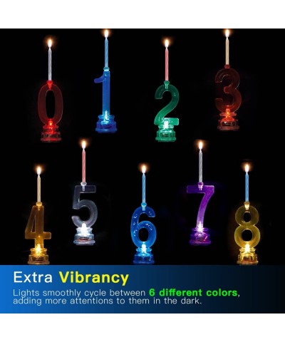 Multicolor Flashing Number Candle Set- Color Changing LED Birthday Cake Topper with 4 Wax Candles (Number 8) - 8 - CA188TUKOR...