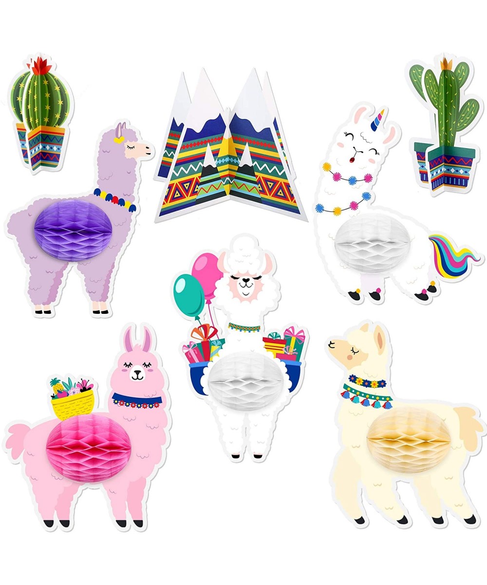 8 Pieces Llama Cactus Centerpiece Honeycomb Table Decorations Llama Cactus Honeycomb Party Supplies for Themed Birthday Party...