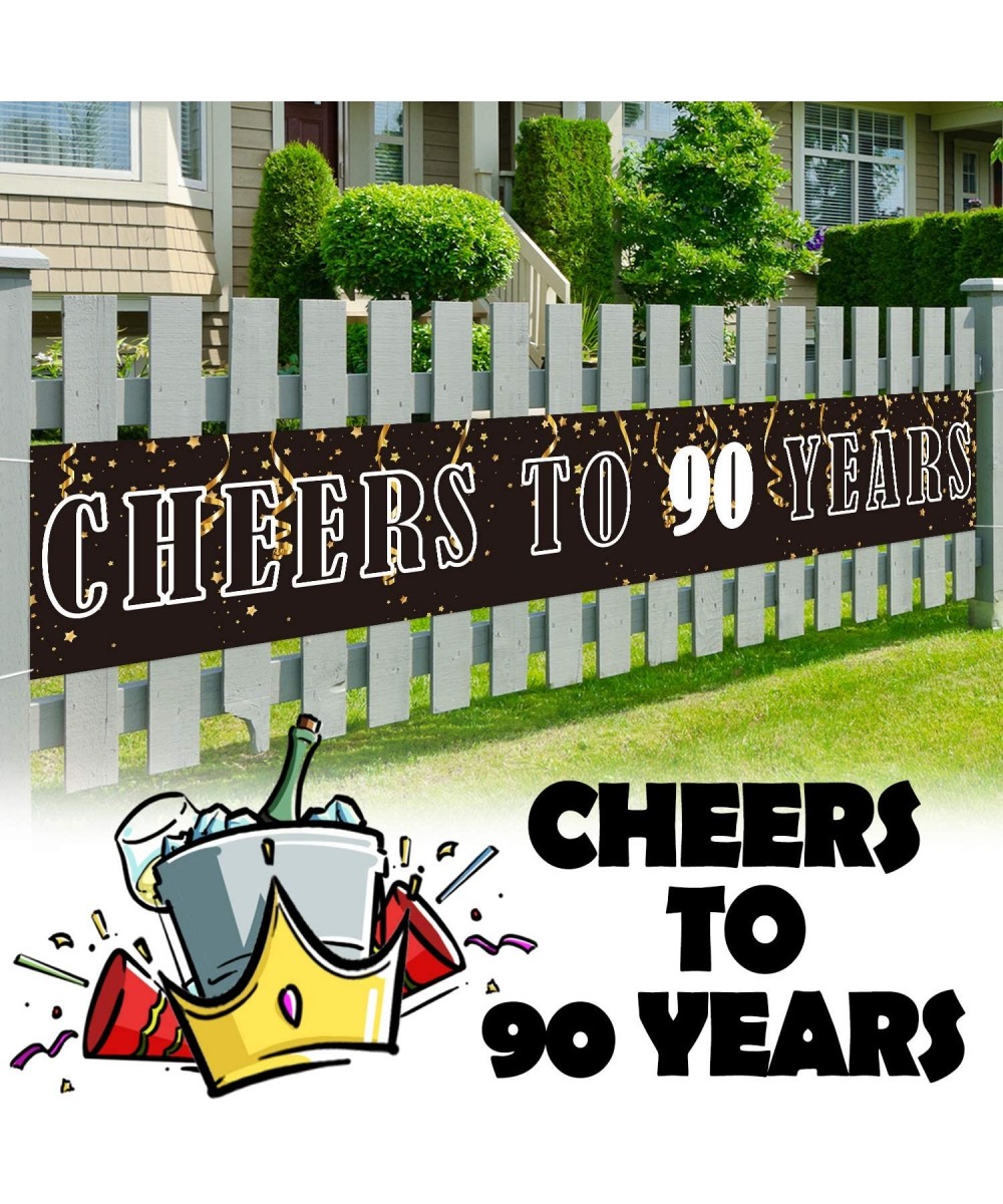 9.8 x 1.6 ft Large Sign Birthday Or Wedding Anniversary Decor - Cheers to 90 Years Banner - 90 - CZ18A2K9GGT $7.20 Banners