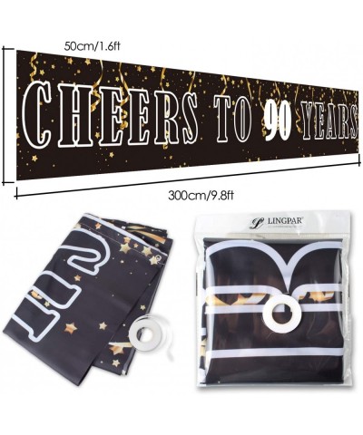 9.8 x 1.6 ft Large Sign Birthday Or Wedding Anniversary Decor - Cheers to 90 Years Banner - 90 - CZ18A2K9GGT $7.20 Banners