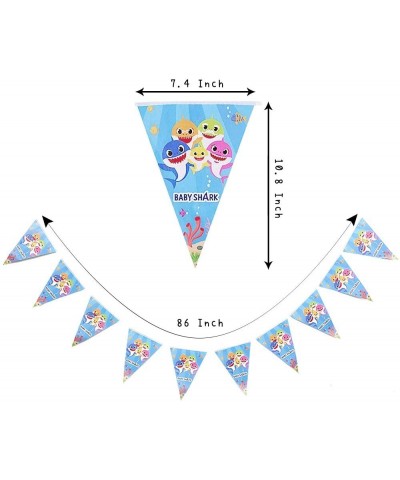 Baby Shark Birthday Decorations Shark Birthday Backdrop for Kid- Shark Theme Party Decor with Balloons- Pennant- Cake Topper-...