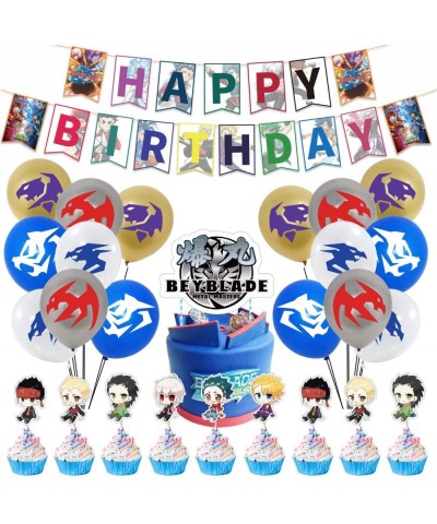 Beyblade Birthday Party Supplies Pack Includes Beyblade Banner Cake Topper 24 Cupcake Toppers 20 Balloons for Beyblade party ...