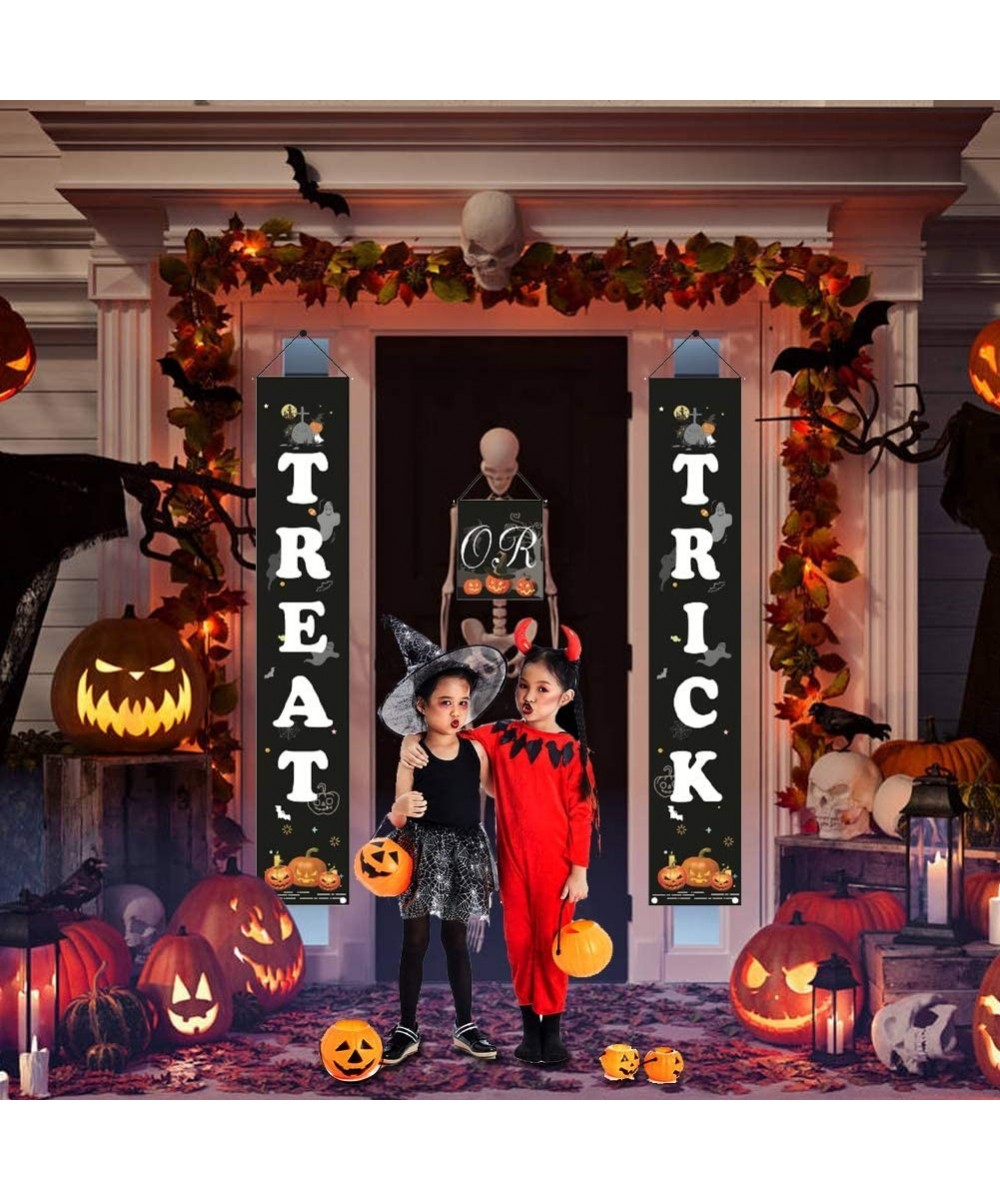 Halloween Trick or Treat Banner for Porch Sign Front Door Display Halloween Porch Hanging Sign Home Office for Front Door or ...