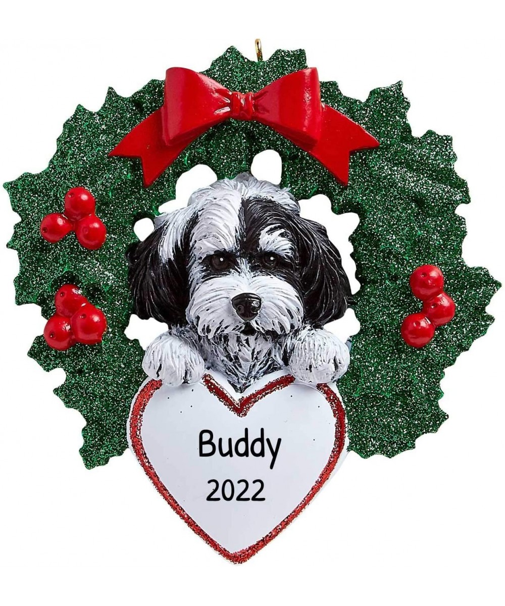 Personalized Havanese with Wreath Christmas Tree Ornament 2020 - Fluffy Dog Heart Paw Pure Love Play Silky Hair Velcro Lap En...