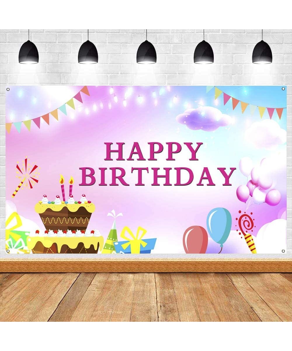 Happy Birthday Pink Backdrop- Extra Large Fabric Colorful Sign Poster for Happy Birthday Backdrop Background Banner- Birthday...