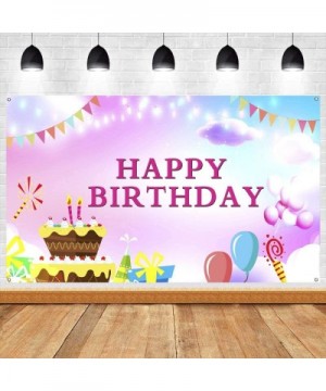 Happy Birthday Pink Backdrop- Extra Large Fabric Colorful Sign Poster for Happy Birthday Backdrop Background Banner- Birthday...