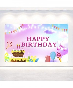 Happy Birthday Pink Backdrop- Extra Large Fabric Colorful Sign Poster for Happy Birthday Backdrop Background Banner- Birthday...